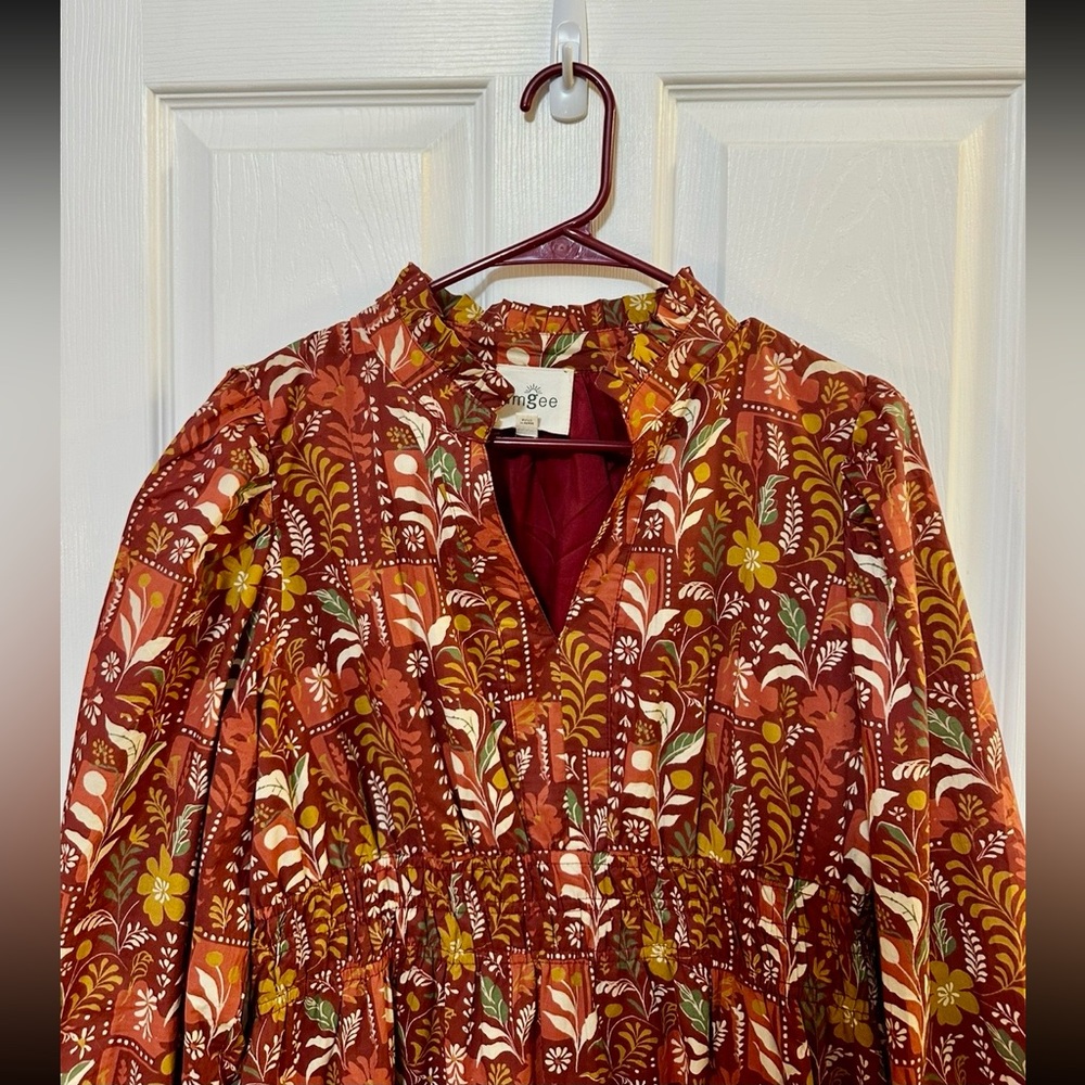 Umgee Large Burgundy/Rust Mixed Floral Long Sleeve Midi Dress - Women - Picture 3 of 5